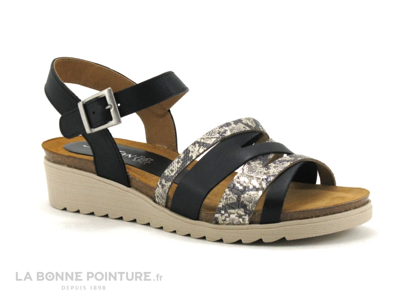 Xapatan 9059 Noir - Argent - Sandale Semelle Compensee 3 Xapatan 9059 Noir - Argent - Sandale Semelle Compensee