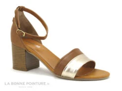 Shoelab LYLIROSE Platine - Marron Camel - Sandale Talon Epais