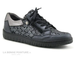 Morans KARTE Noir Argent - Basket Basse Femme En Cuir Avec Zip