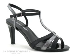 Enza Nucci QL2807 Noir Argent - Sandale Talon Haut