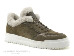 Hooper ZEPHYR Kaki - Basket Femme Avec Fourrure