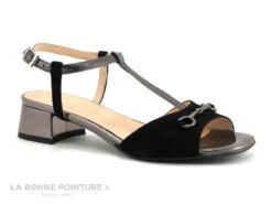 Brenda Zaro F3257 ZOE Noir Anthracite - Nu-pieds Bride Salome