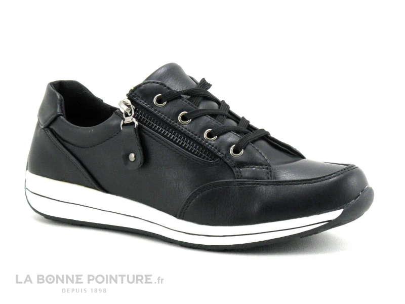 TopWay B775860 Black - Basket Noire Femme Zip Et Lacet 7 TopWay B775860 Black - Basket Noire Femme Zip Et Lacet â Image 5