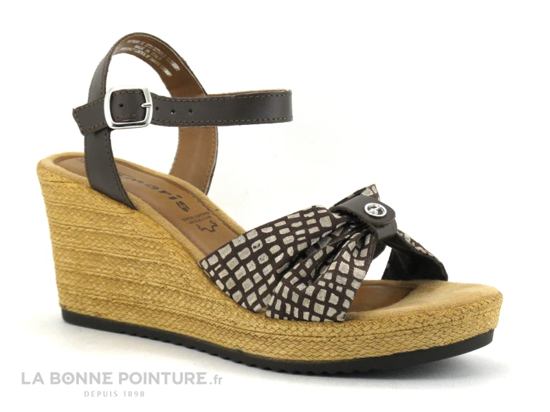 Tamaris 1-28346-20 Chocolate-Dots - Nu-pieds Talon Compense 3 Tamaris 1-28346-20 Chocolate-Dots - Nu-pieds Talon Compense