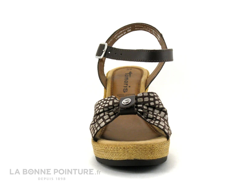 Tamaris 1-28346-20 Chocolate-Dots - Nu-pieds Talon Compense 4 Tamaris 1-28346-20 Chocolate-Dots - Nu-pieds Talon Compense – Image 2