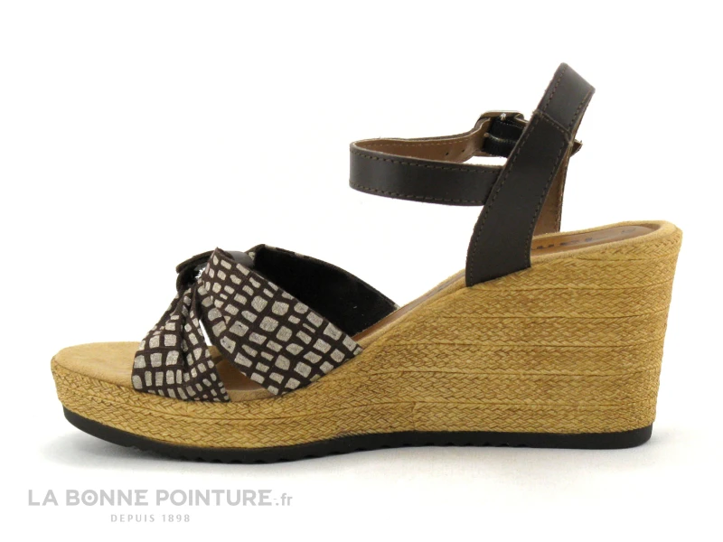 Tamaris 1-28346-20 Chocolate-Dots - Nu-pieds Talon Compense 5 Tamaris 1-28346-20 Chocolate-Dots - Nu-pieds Talon Compense – Image 3