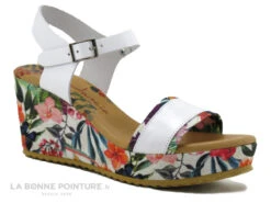 Kadancia ORNELLA Blanc - Semelle Compensee Fleurie - Sandale Femme