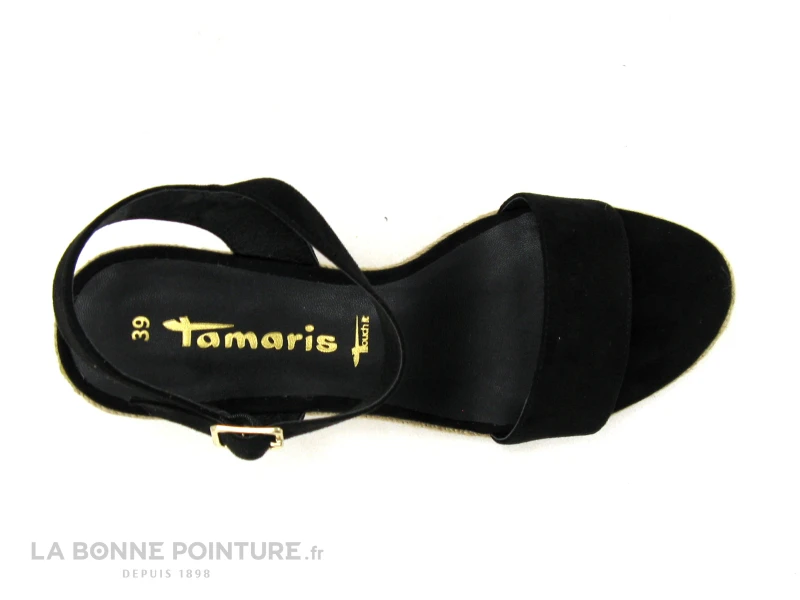 Tamaris 1-28300-20 Black - Nu-pieds Talon Compense En Toile Noire 8 Tamaris 1-28300-20 Black - Nu-pieds Talon Compense En Toile Noire – Image 6