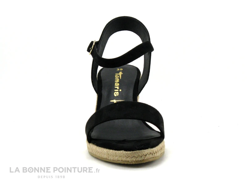 Tamaris 1-28300-20 Black - Nu-pieds Talon Compense En Toile Noire 4 Tamaris 1-28300-20 Black - Nu-pieds Talon Compense En Toile Noire – Image 2