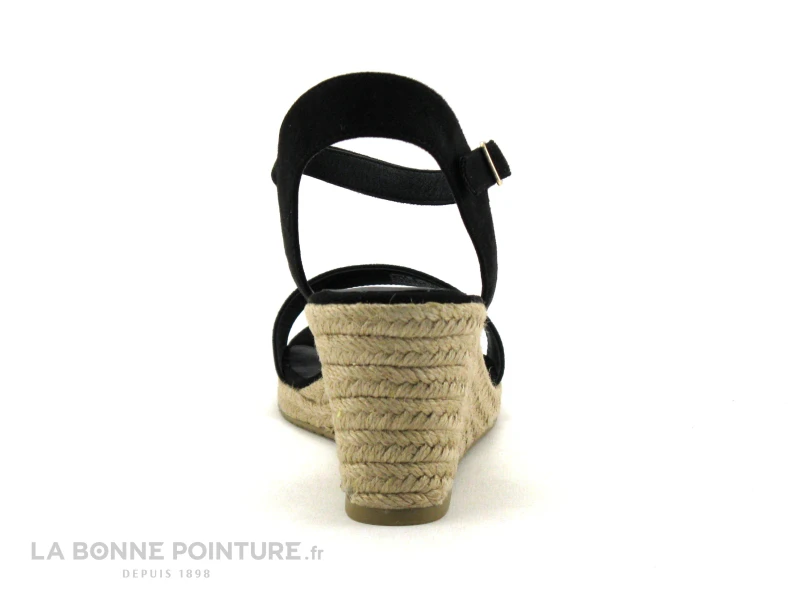 Tamaris 1-28300-20 Black - Nu-pieds Talon Compense En Toile Noire 6 Tamaris 1-28300-20 Black - Nu-pieds Talon Compense En Toile Noire – Image 4