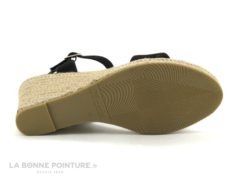 Tamaris 1-28300-20 Black - Nu-pieds Talon Compense En Toile Noire 9 Tamaris 1-28300-20 Black - Nu-pieds Talon Compense En Toile Noire – Image 7